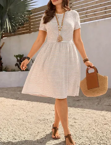 Rochie medie Emery Rose Curve, alb/maro