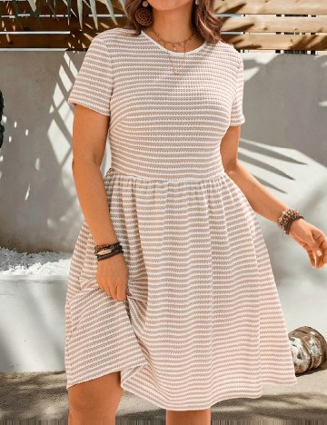 Rochie medie Emery Rose Curve, alb/maro