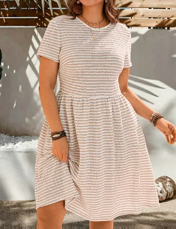 Rochie medie Emery Rose Curve, alb/maro