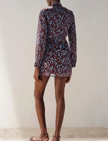 Rochie scurta Aveloria, maro/albastru