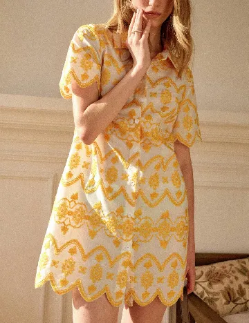 Rochie scurta SHEIN, galben/alb