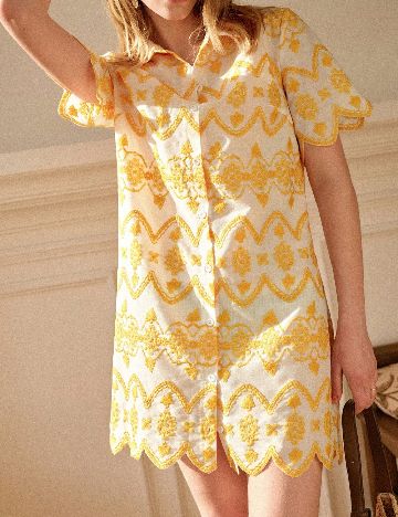Rochie scurta SHEIN, galben/alb