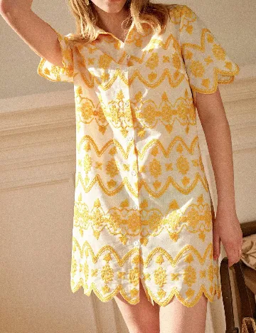 Rochie scurta SHEIN, galben/alb