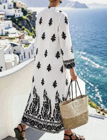 Rochie lunga SHEIN, alb/negru