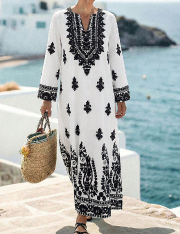 Rochie lunga SHEIN, alb/negru