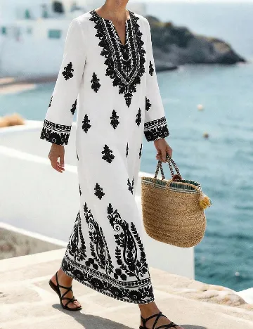 Rochie lunga SHEIN, alb/negru