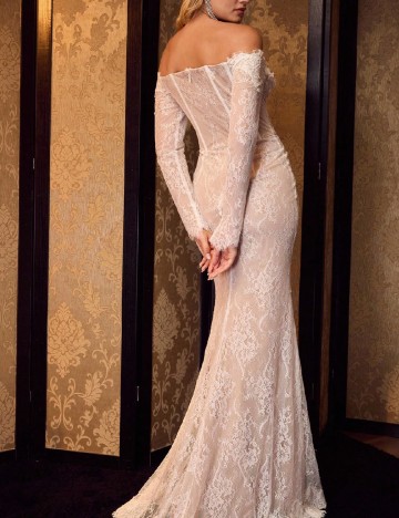 Rochie lunga MOTF, alb/crem