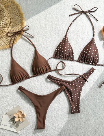 Set costume de baie 2 bucati SHEIN, maro