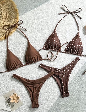 Set costume de baie 2 bucati SHEIN, maro