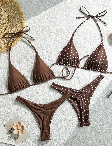 Set costume de baie 2 bucati SHEIN, maro