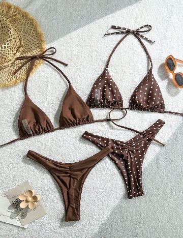 Set costume de baie 2 bucati SHEIN, maro