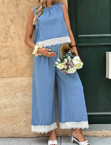 Pantaloni SHEIN Maternity, albastru