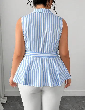 Bluza SHEIN CURVE, albastru/alb