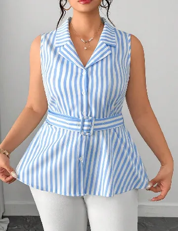 Bluza SHEIN CURVE, albastru/alb