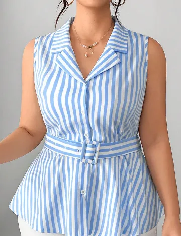 Bluza SHEIN CURVE, albastru/alb