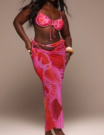 Fusta de plaja Musera Plus Size, roz/rosu