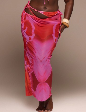 Fusta de plaja Musera Plus Size, roz/rosu