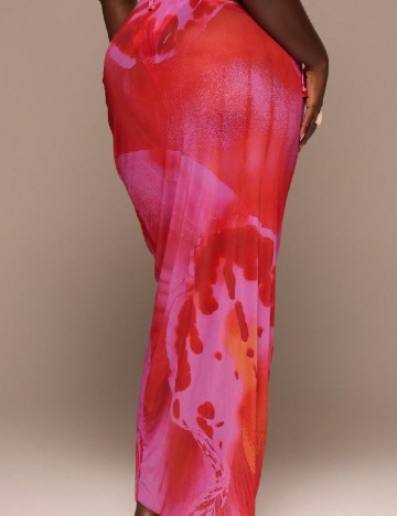 Fusta de plaja Musera Plus Size, roz/rosu
