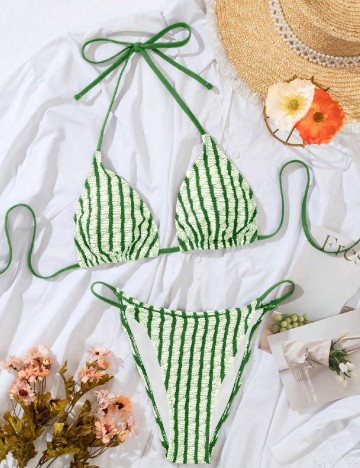 Costum de baie SHEIN, verde/crem