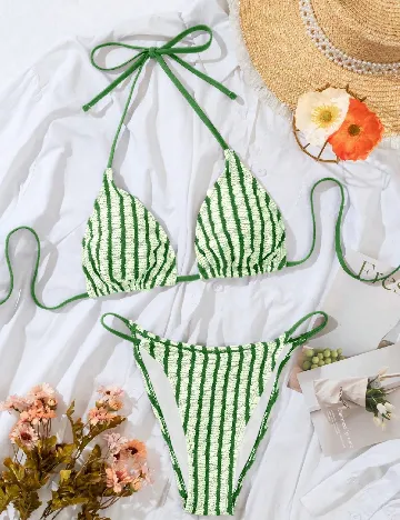 Costum de baie SHEIN, verde/crem