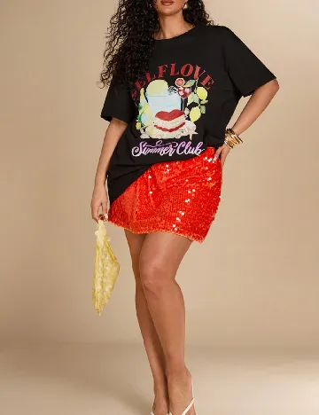 Tricou Oversize SHEIN CURVE, negru
