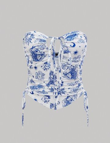 Top SHEIN, alb/albastru
