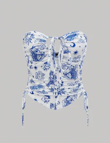 Top SHEIN, alb/albastru