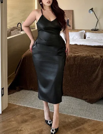 Rochie medie Dazy Plus Size, negru