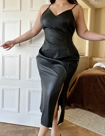 Rochie medie Dazy Plus Size, negru