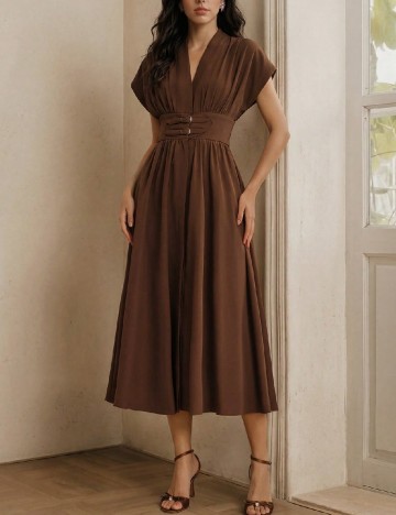 Rochie medie Anewsta, maro