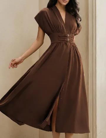 Rochie medie Anewsta, maro