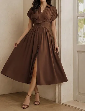 Rochie medie Anewsta, maro