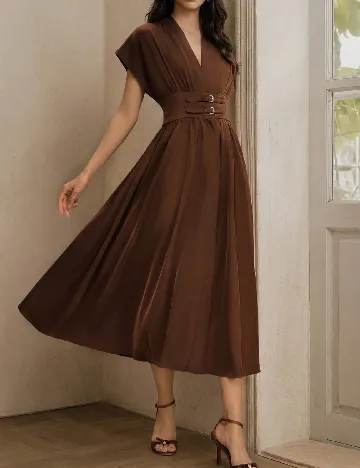 Rochie medie Anewsta, maro