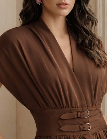 Rochie medie Anewsta, maro