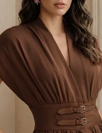 Rochie medie Anewsta, maro