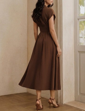 Rochie medie Anewsta, maro