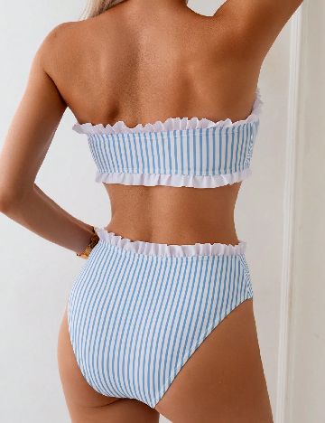 Costum de baie SHEIN, albastru/alb