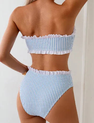 Costum de baie SHEIN, albastru/alb
