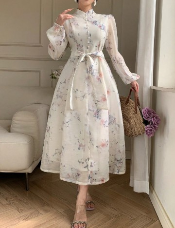 Rochie medie Dazy, crem