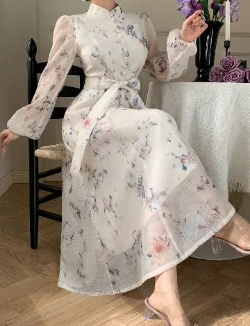 Rochie medie Dazy, crem