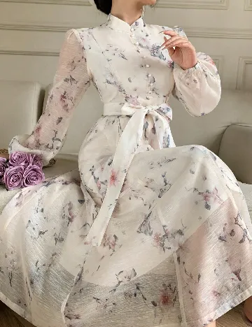 Rochie medie Dazy, crem
