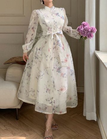 Rochie medie Dazy, crem