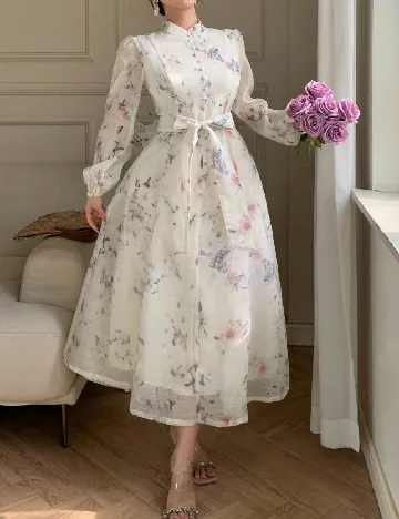 Rochie medie Dazy, crem