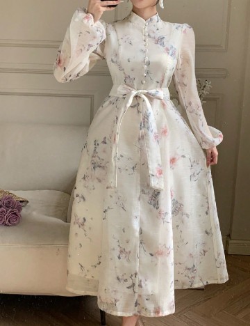 Rochie medie Dazy, crem