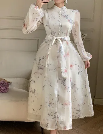 Rochie medie Dazy, crem