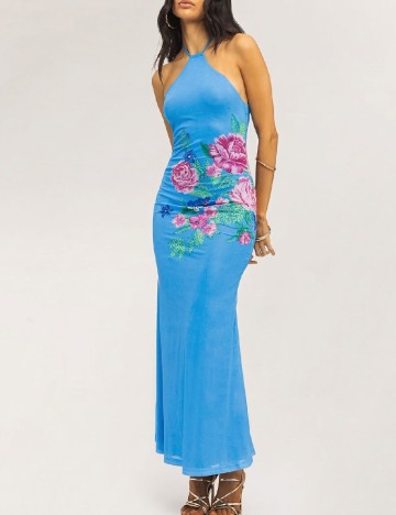 Rochie lunga Dancing Leopard, albastru