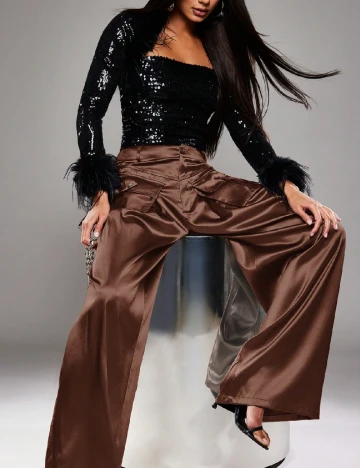 Pantaloni SHEIN, maro