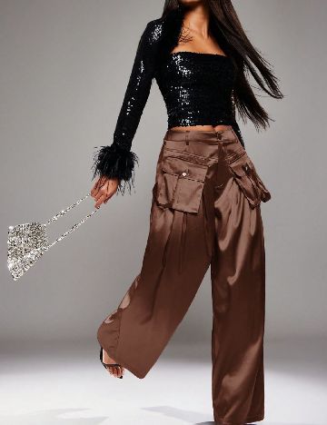 Pantaloni SHEIN, maro