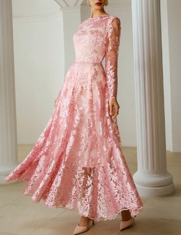 Rochie lunga Zeylah, roz