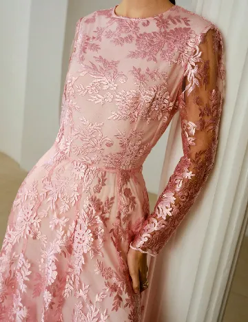 Rochie lunga Zeylah, roz